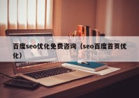 百度seo优化免费咨询（seo百度首页优化）